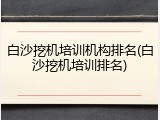 白沙挖机培训机构排名(白沙挖机培训排名)