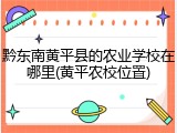 黔东南黄平县的农业学校在哪里(黄平农校位置)