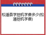 松潘县学挖机学费多少(松潘挖机学费)