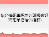 烟台海阳单招培训班哪家好(海阳单招培训推荐)