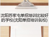 沈阳苏家屯单招培训比较好的学校(沈阳单招培训名校)