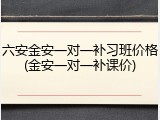 六安金安一对一补习班价格(金安一对一补课价)