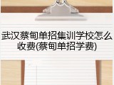 武汉蔡甸单招集训学校怎么收费(蔡甸单招学费)
