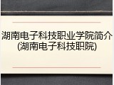 湖南电子科技职业学院简介(湖南电子科技职院)