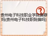 贵州电子科技职业学院偏僻吗(贵州电子科技职院偏吗)