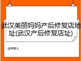 武汉美丽妈妈产后修复店地址(武汉产后修复店址)