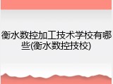 衡水数控加工技术学校有哪些(衡水数控技校)