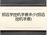 招远学挖机学费多少(招远挖机学费)