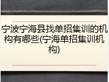宁波宁海县找单招集训的机构有哪些(宁海单招集训机构)