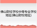 佛山财经学校中等专业学校地址(佛山财校地址)