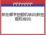 新在哪学挖掘机培训(新挖掘机培训)