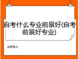 自考什么专业前景好(自考前景好专业)