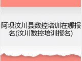 阿坝汶川县数控培训在哪报名(汶川数控培训报名)