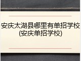 安庆太湖县哪里有单招学校(安庆单招学校)