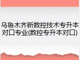 乌鲁木齐新数控技术专升本对口专业(数控专升本对口)