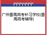 广州番禺高考补习学校(番禺高考辅导)