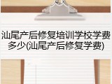 汕尾产后修复培训学校学费多少(汕尾产后修复学费)