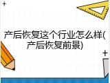 产后恢复这个行业怎么样(产后恢复前景)