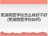 芜湖商贸学校怎么样好不好(芜湖商贸学校如何)