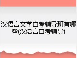 汉语言文学自考辅导班有哪些(汉语言自考辅导)