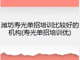 潍坊寿光单招培训比较好的机构(寿光单招培训优)