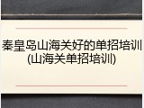 秦皇岛山海关好的单招培训(山海关单招培训)