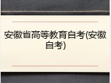 安徽省高等教育自考(安徽自考)