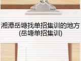 湘潭岳塘找单招集训的地方(岳塘单招集训)