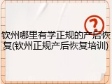 钦州哪里有学正规的产后恢复(钦州正规产后恢复培训)