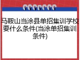 马鞍山当涂县单招集训学校要什么条件(当涂单招集训条件)