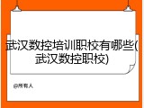 武汉数控培训职校有哪些(武汉数控职校)