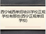 西宁城西单招培训学校正规学校有那些(西宁正规单招学校)