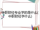 中职财经专业学的是什么(中职财经学什么)