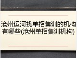 沧州运河找单招集训的机构有哪些(沧州单招集训机构)