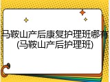 马鞍山产后康复护理班哪有(马鞍山产后护理班)