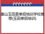 唐山玉田县单招培训学校推荐(玉田单招培训)