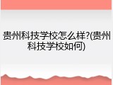 贵州科技学校怎么样?(贵州科技学校如何)