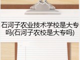 石河子农业技术学校是大专吗(石河子农校是大专吗)