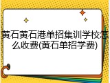 黄石黄石港单招集训学校怎么收费(黄石单招学费)