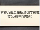 宜春万载县单招培训学校推荐(万载单招培训)