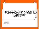 甘孜县学挖机多少钱(甘孜挖机学费)