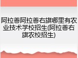 阿拉善阿拉善右旗哪里有农业技术学校招生(阿拉善右旗农校招生)