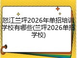 怒江兰坪2026年单招培训学校有哪些(兰坪2026单招学校)