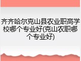 齐齐哈尔克山县农业职高学校哪个专业好(克山农职哪个专业好)