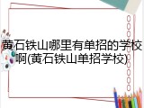 黄石铁山哪里有单招的学校啊(黄石铁山单招学校)