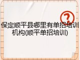 保定顺平县哪里有单招培训机构(顺平单招培训)