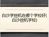 白沙学挖机在哪个学校好(白沙挖机学校)