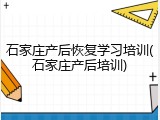 石家庄产后恢复学习培训(石家庄产后培训)
