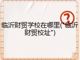 临沂财贸学校在哪里("临沂财贸校址")