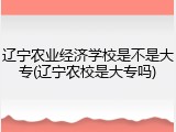 辽宁农业经济学校是不是大专(辽宁农校是大专吗)